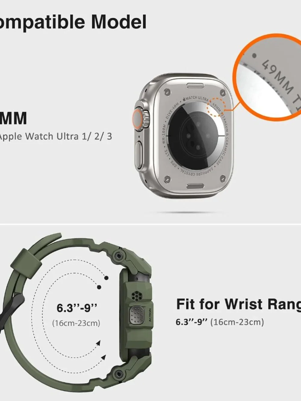 Rugged Case - Band for Apple Watch 49mm,Compatible with Apple Watch Ultra 3/2/1